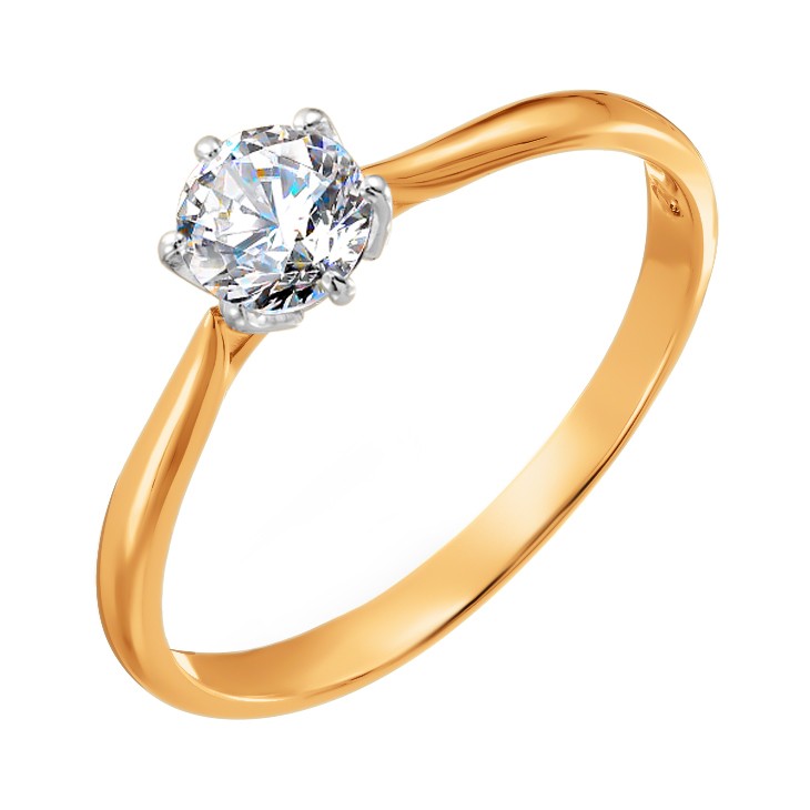 Кольцо из красного золота 585 с бриллиантом 0,3 ct
