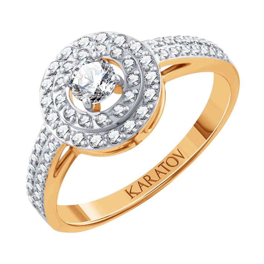 Кольцо из красного золота 585 с бриллиантом 0,3 ct