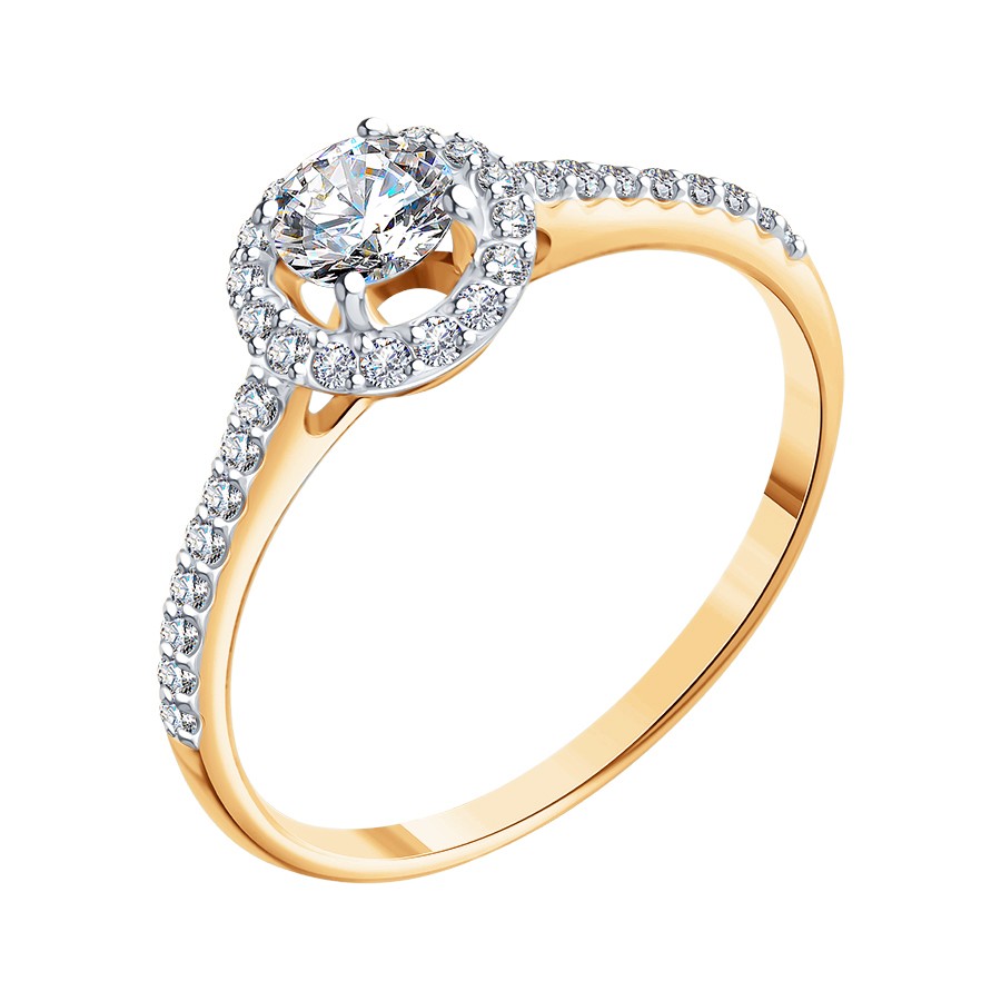 Кольцо из красного золота 585 с бриллиантом 0,3 ct