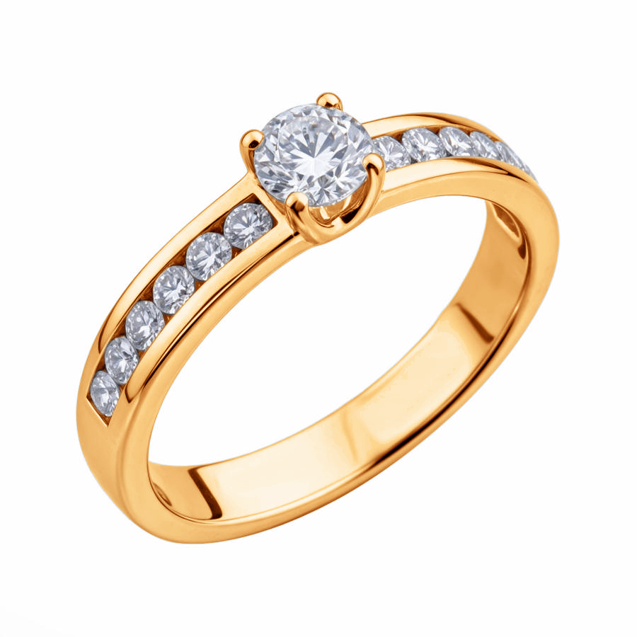 Кольцо из красного золота 585 с бриллиантом 0,3 ct