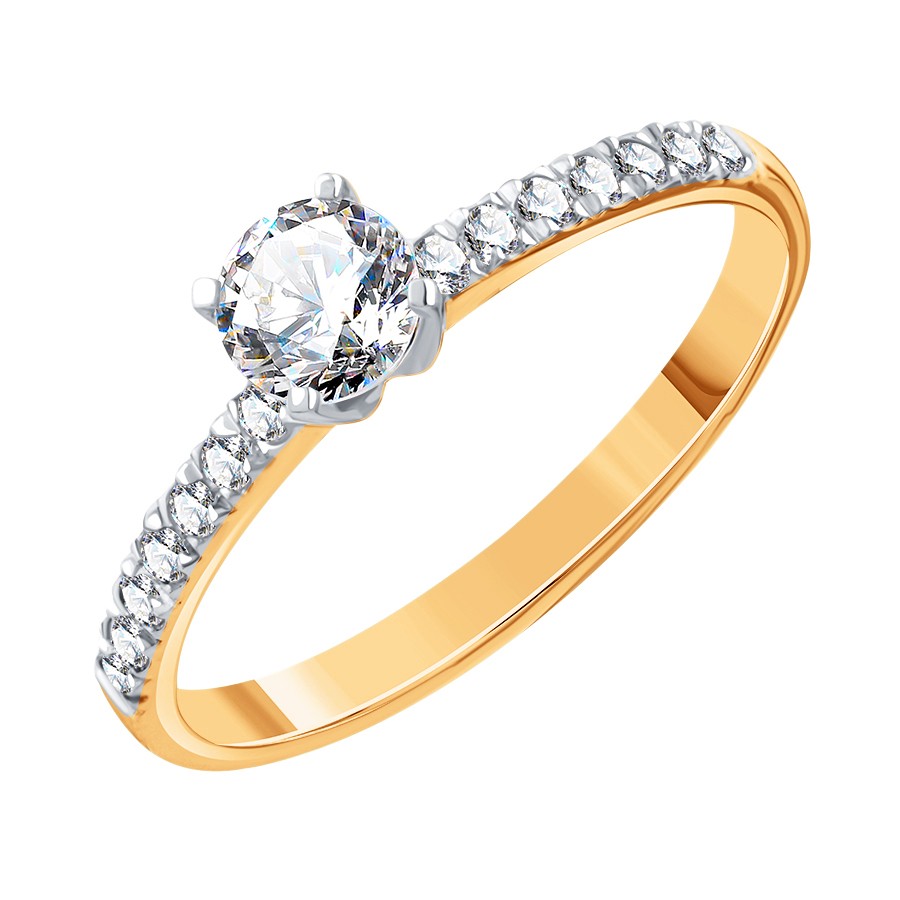 Кольцо из красного золота 585 с бриллиантом 0,3 ct