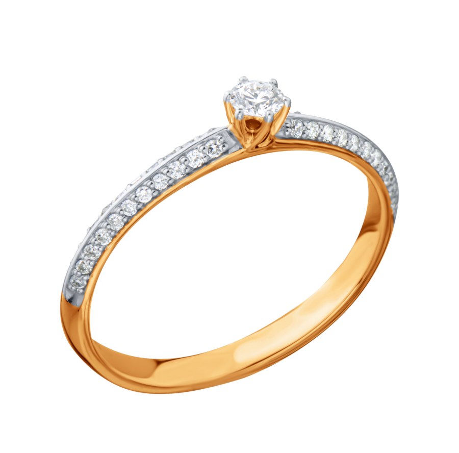 Кольцо из красного золота 585 с бриллиантом 0,3 ct