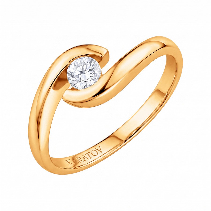 Кольцо из красного золота 585 с бриллиантом 0,3 ct
