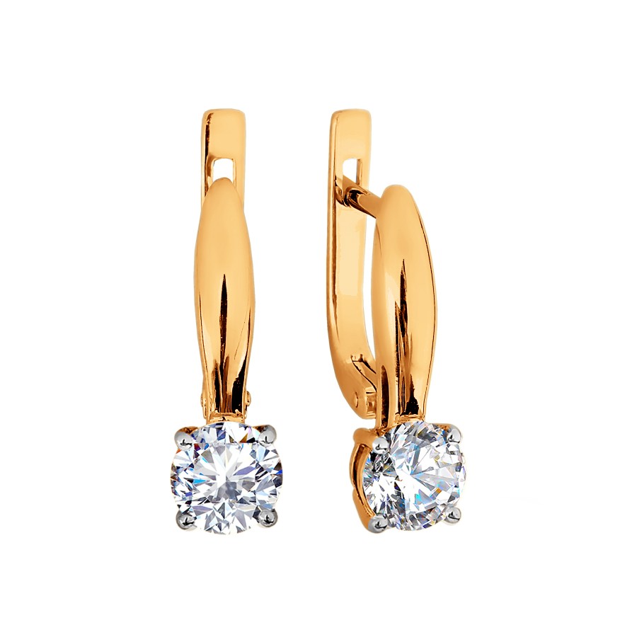 Серьги из красного золота 585 с бриллиантом 0,3 ct