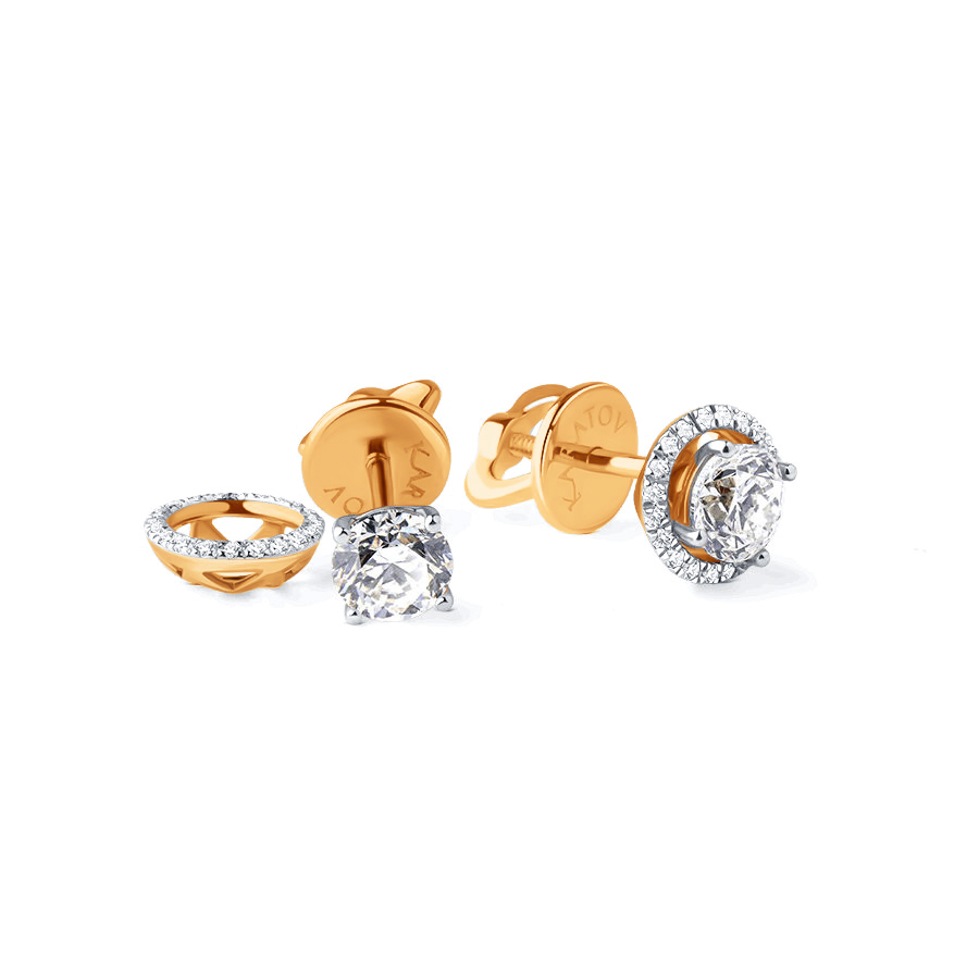 Серьги из красного золота 585 с бриллиантом 0,3 ct