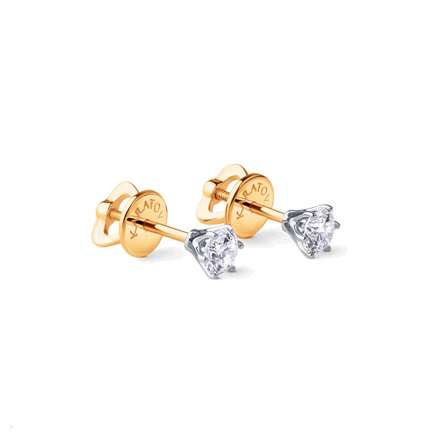 Серьги из красного золота 585 с бриллиантом 0,3 ct