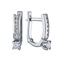 Серьги из красного золота 585 с бриллиантом 0,3 ct