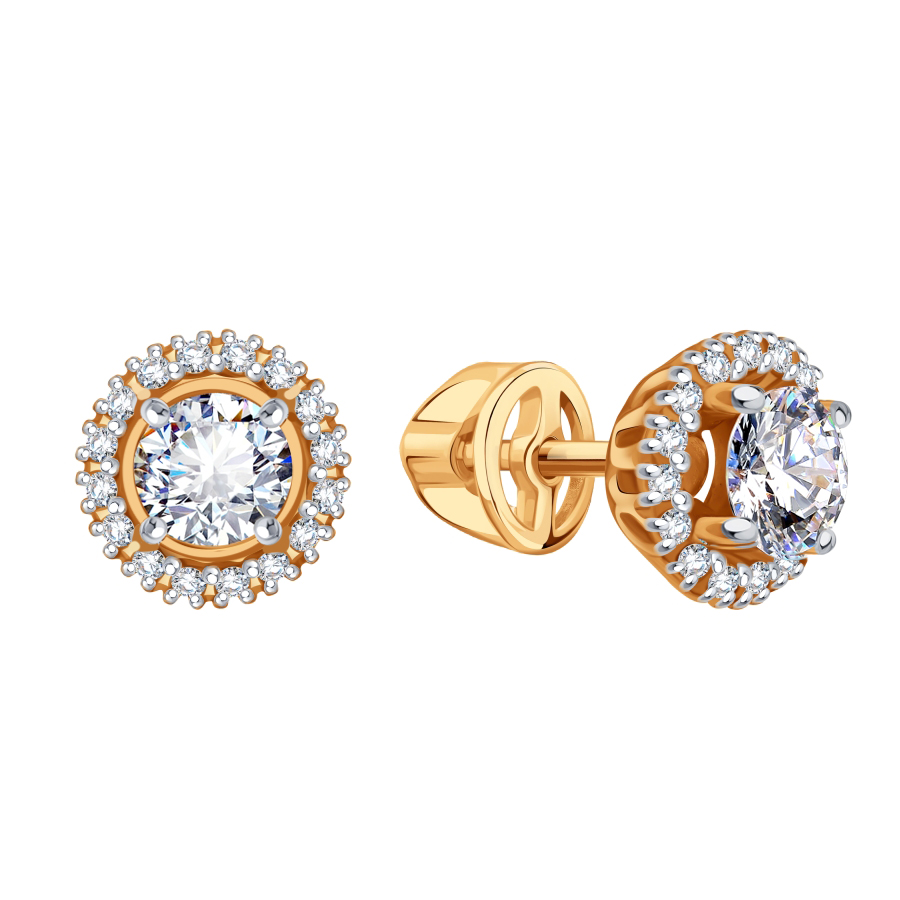 Серьги из красного золота 585 с бриллиантом 0,3 ct