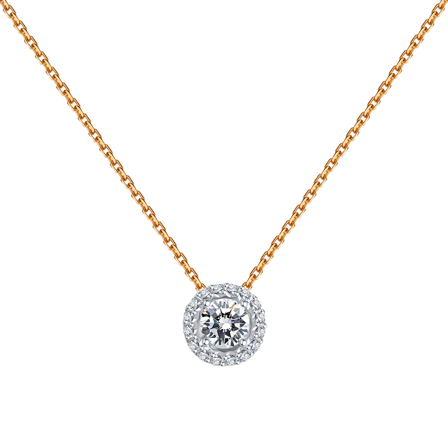 Колье из красного золота 585 с бриллиантом 0,3 ct
